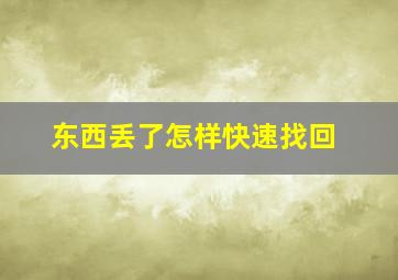 东西丢了怎样快速找回