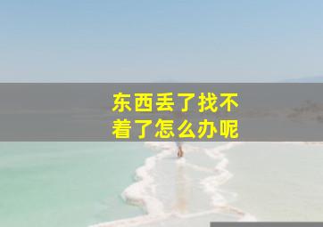 东西丢了找不着了怎么办呢