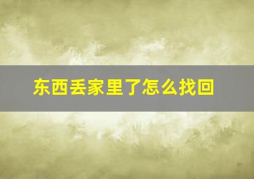 东西丢家里了怎么找回