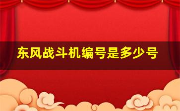 东风战斗机编号是多少号