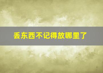 丢东西不记得放哪里了