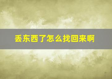 丢东西了怎么找回来啊