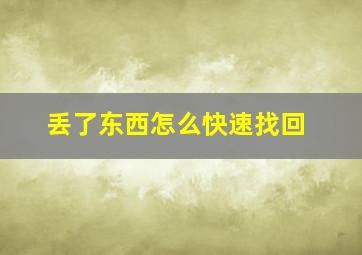 丢了东西怎么快速找回