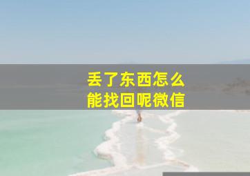 丢了东西怎么能找回呢微信