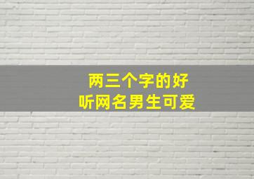 两三个字的好听网名男生可爱