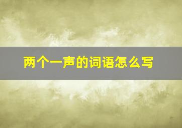 两个一声的词语怎么写