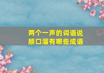 两个一声的词语说顺口溜有哪些成语