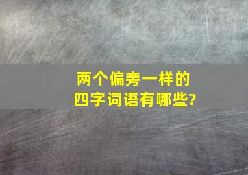 两个偏旁一样的四字词语有哪些?