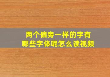 两个偏旁一样的字有哪些字体呢怎么读视频