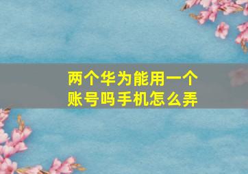 两个华为能用一个账号吗手机怎么弄