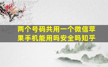 两个号码共用一个微信苹果手机能用吗安全吗知乎