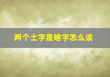 两个土字是啥字怎么读