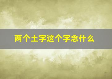 两个土字这个字念什么