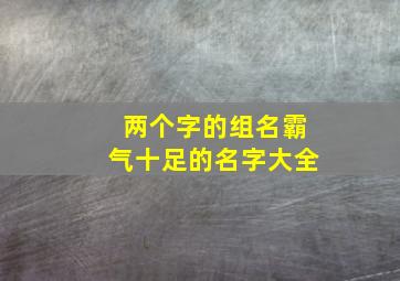 两个字的组名霸气十足的名字大全