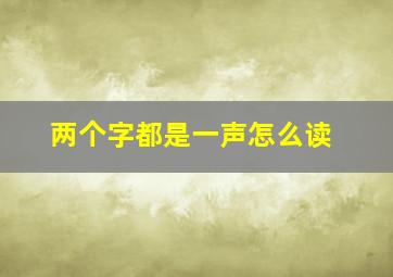 两个字都是一声怎么读