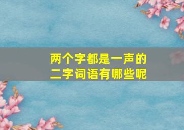 两个字都是一声的二字词语有哪些呢