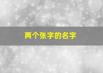 两个张字的名字