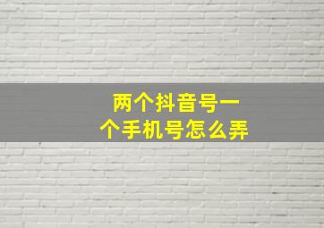 两个抖音号一个手机号怎么弄