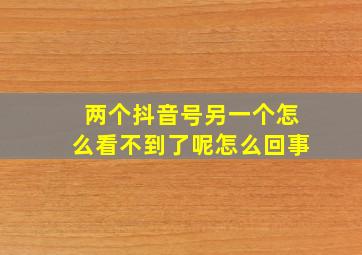 两个抖音号另一个怎么看不到了呢怎么回事