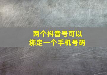 两个抖音号可以绑定一个手机号码