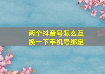 两个抖音号怎么互换一下手机号绑定