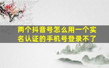 两个抖音号怎么用一个实名认证的手机号登录不了