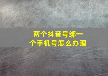 两个抖音号绑一个手机号怎么办理