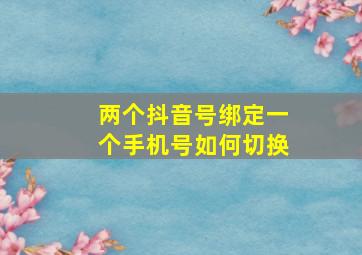 两个抖音号绑定一个手机号如何切换