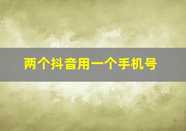 两个抖音用一个手机号