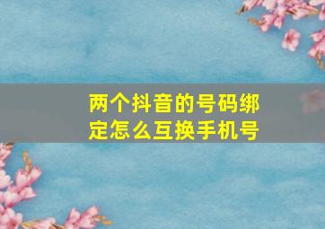 两个抖音的号码绑定怎么互换手机号