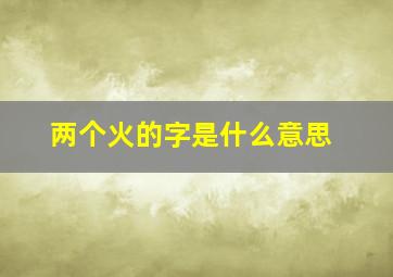 两个火的字是什么意思