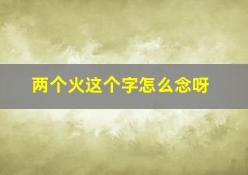 两个火这个字怎么念呀