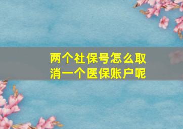 两个社保号怎么取消一个医保账户呢