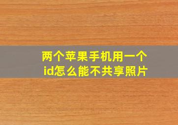 两个苹果手机用一个id怎么能不共享照片