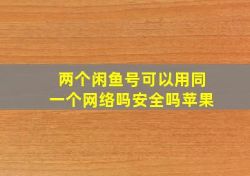 两个闲鱼号可以用同一个网络吗安全吗苹果