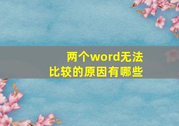 两个word无法比较的原因有哪些