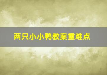 两只小小鸭教案重难点