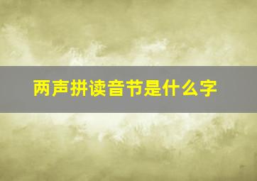 两声拼读音节是什么字