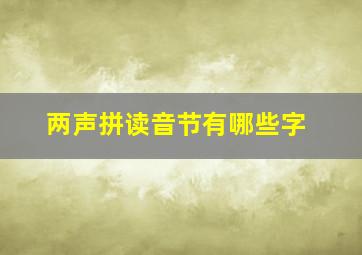 两声拼读音节有哪些字