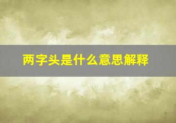 两字头是什么意思解释