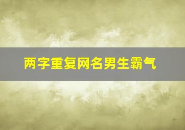 两字重复网名男生霸气