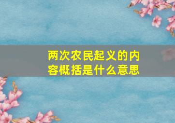 两次农民起义的内容概括是什么意思