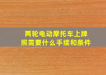 两轮电动摩托车上牌照需要什么手续和条件