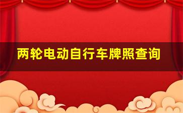 两轮电动自行车牌照查询