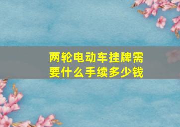 两轮电动车挂牌需要什么手续多少钱