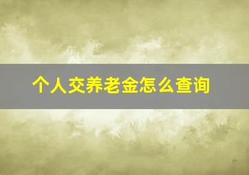 个人交养老金怎么查询