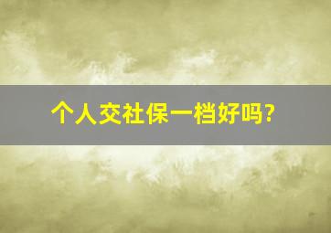 个人交社保一档好吗?