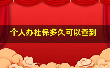 个人办社保多久可以查到