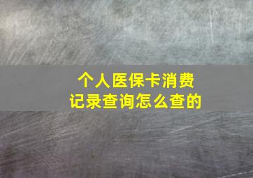 个人医保卡消费记录查询怎么查的