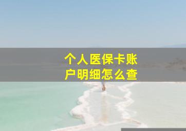 个人医保卡账户明细怎么查